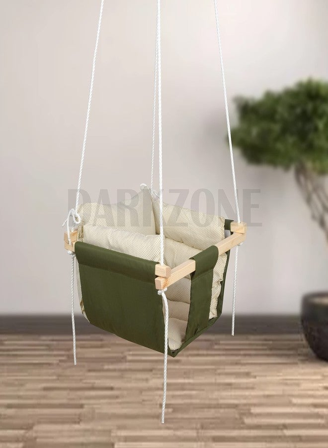 DARKZONE Swing Jhula for Kids Baby's Children Folding and Washable 0-8 Years Garden Jhula for Babies for Indoor Outdoo (Green Light Green) - Image 1
